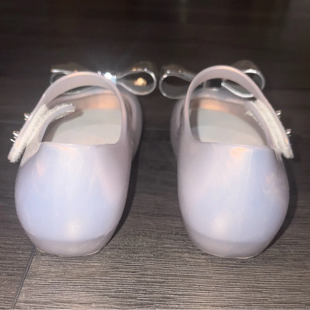 Mini Melissa Clear Jelly Mary Jane with Silver Bow